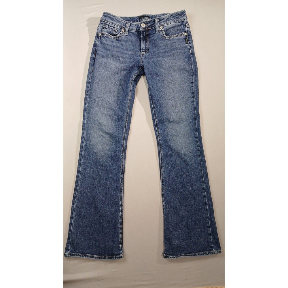 Silver Jeans Co Elyse Bootcut Jeans Womens 28x33 Mid Rise Thick Stitch Stretch